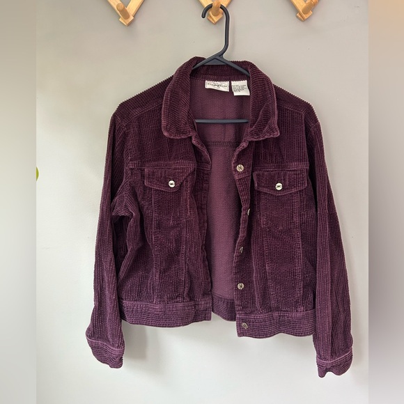 90s vintage purple corduroy cropped jacket - Picture 2 of 6